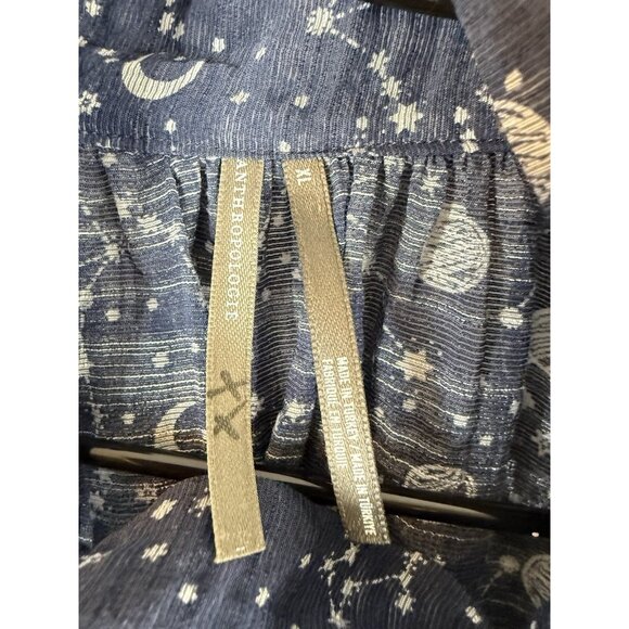 Anthropology Top Sz XL Blue Organza Tie Neck Space Blouse Sheer Astrology Career - Picture 8 of 10